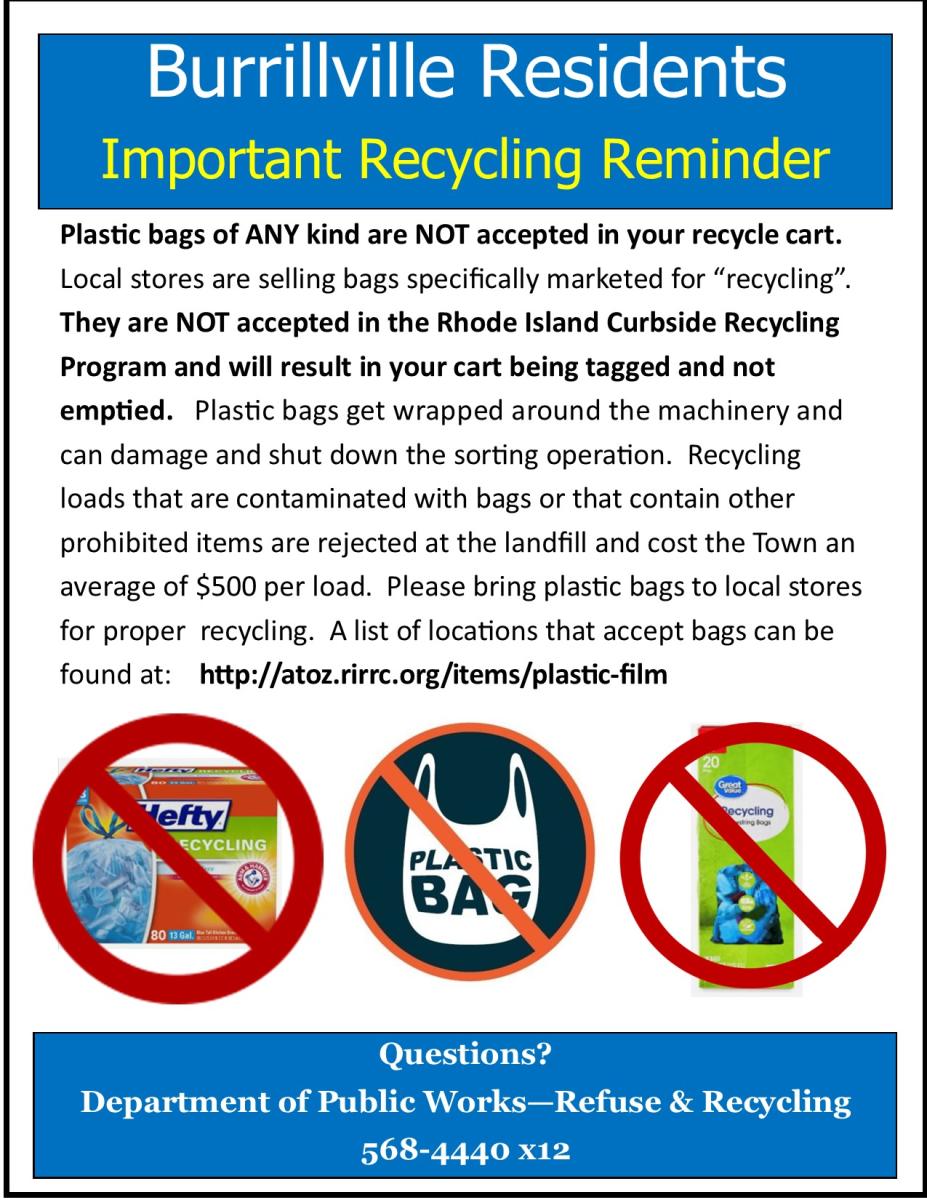 Plastic Bags NOT Allowed in Recycle
