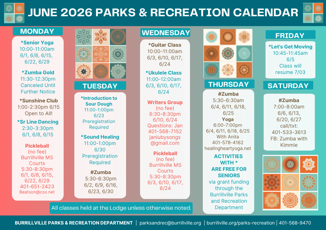 Parks and Recreation June Activities Calendar