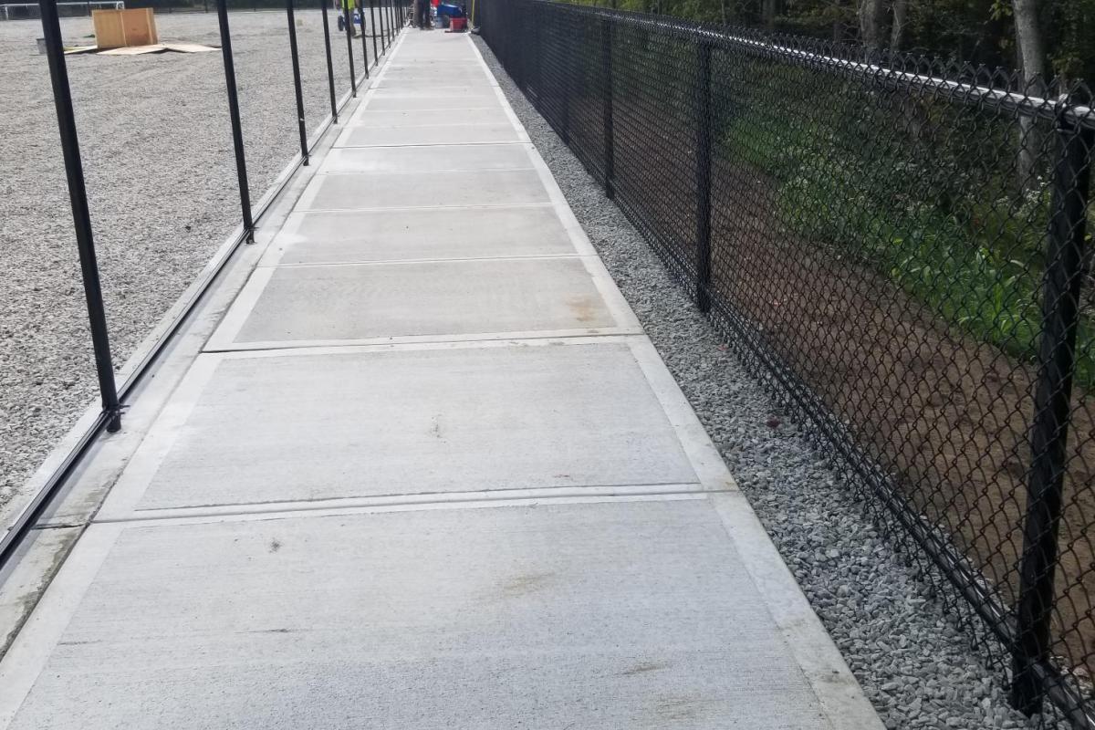 Completed perimeter sidewalk