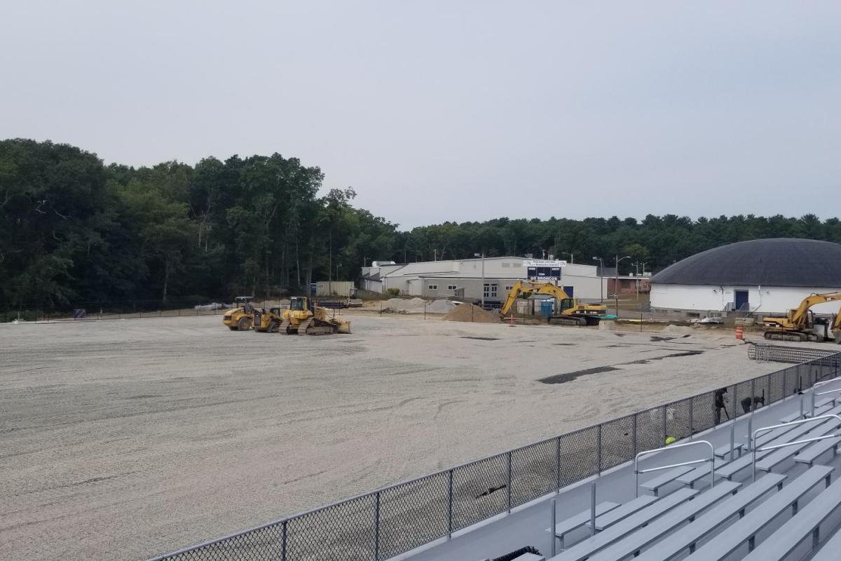 View of field from far end of bleachers
