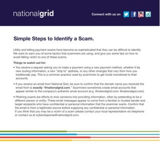 National Grid scam alert